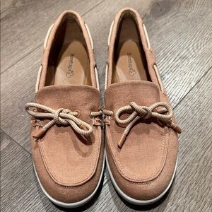 BareTraps Tan Loafers with Bow Detail
